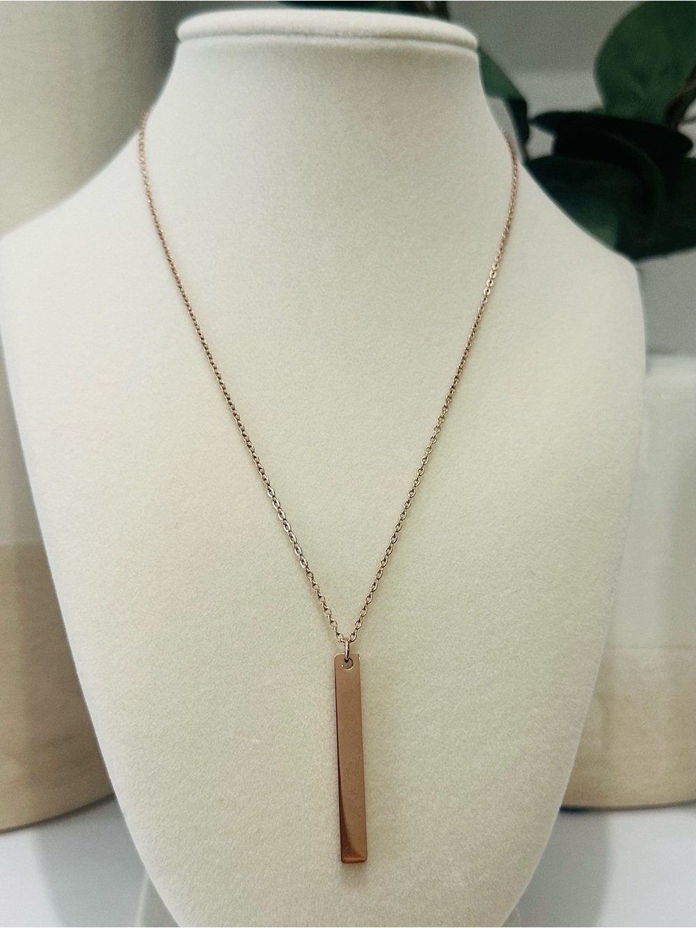 Rose Gold Vertical Bar Pendant Necklace